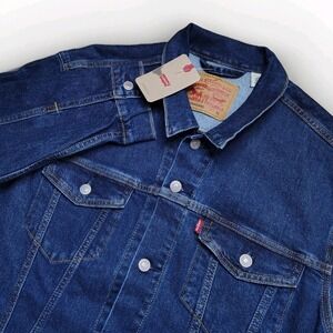 Levis Trucker Jacket Mens XL Dark Blue Denim Standard Fit Jean Coat